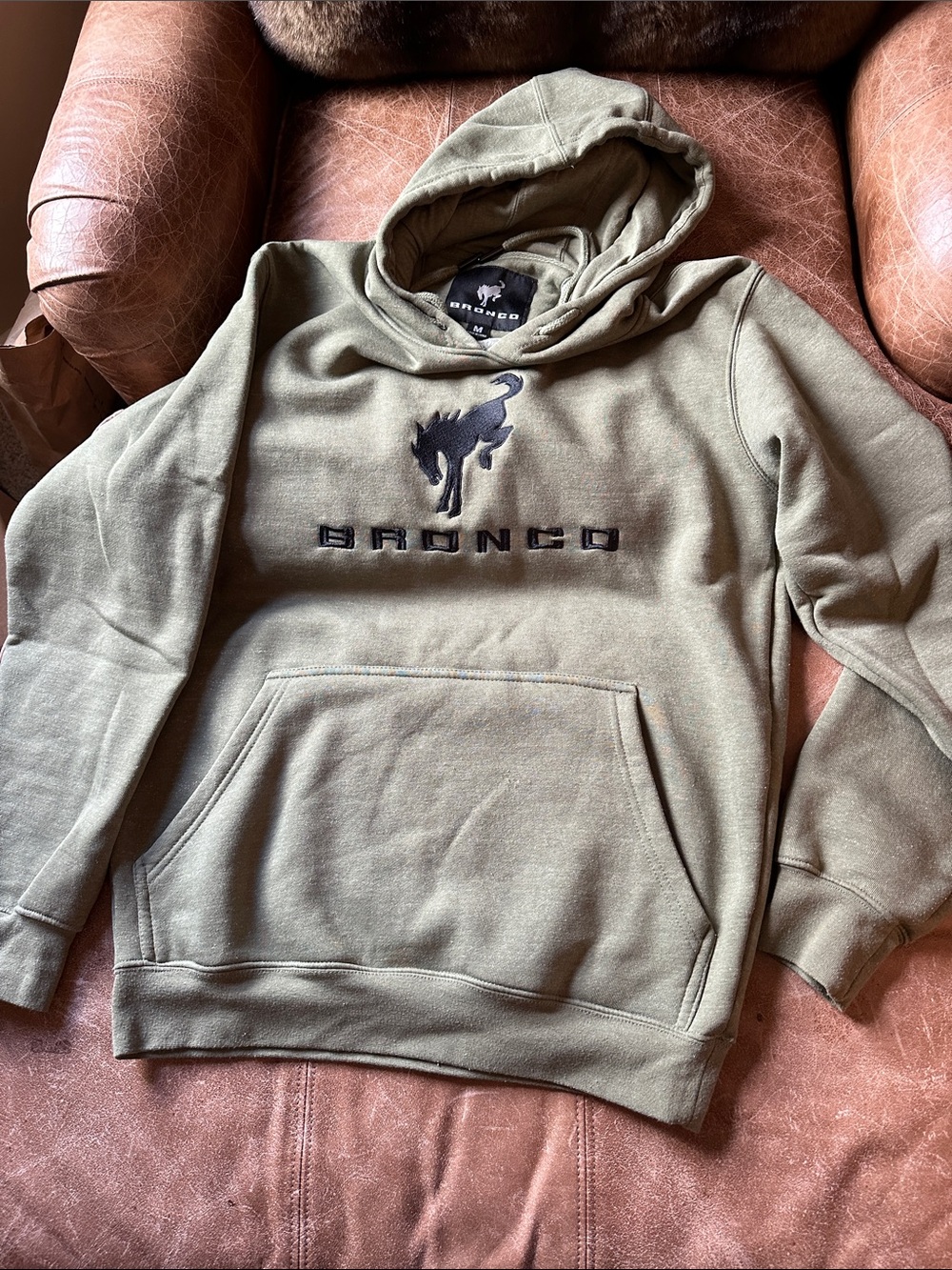 Men's Ford Bronco Olive Green Logo Hoodie